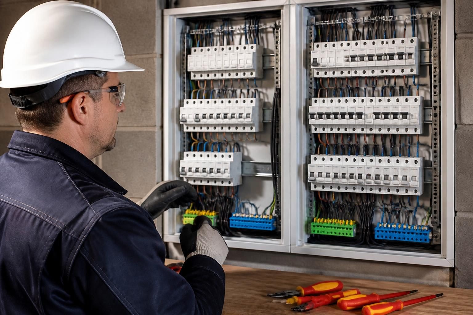 Tableau électrique résidentiel permettant de comparer une alimentation monophasée et une alimentation triphasée