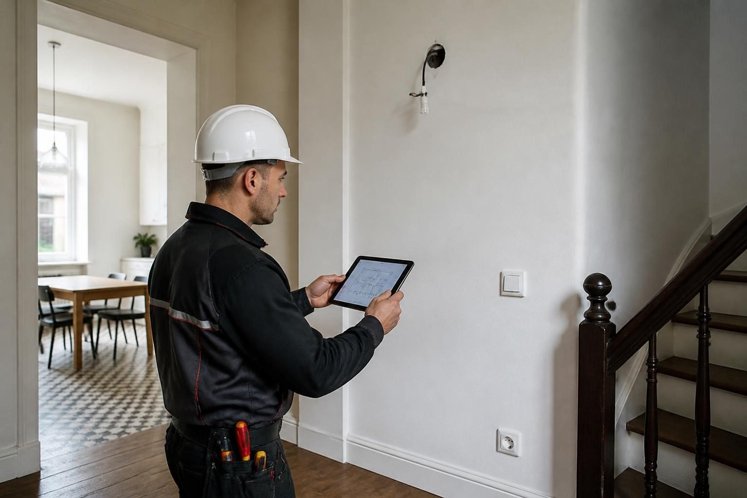 Relevé professionnel des prises, interrupteurs et points lumineux dans une habitation