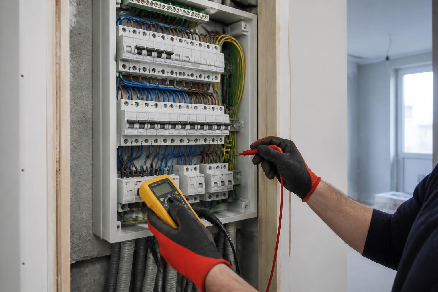 Tableau électrique organisé et vérifié pendant la rénovation d’un appartement