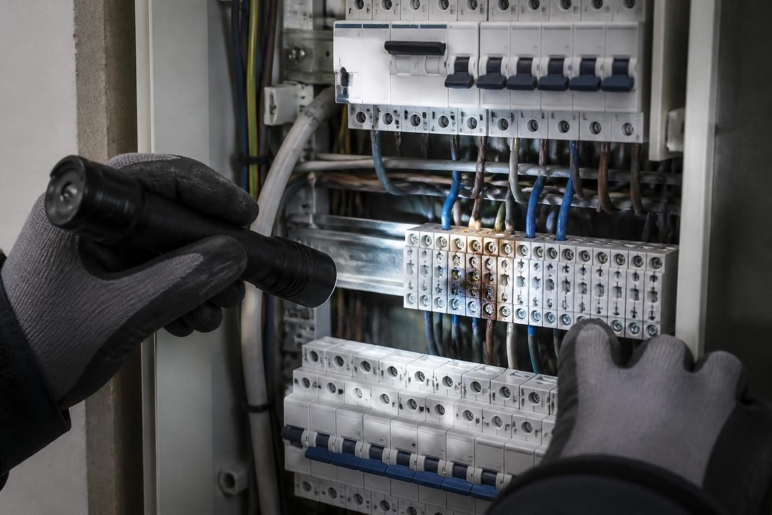Trace d’échauffement sur une connexion d’un tableau électrique