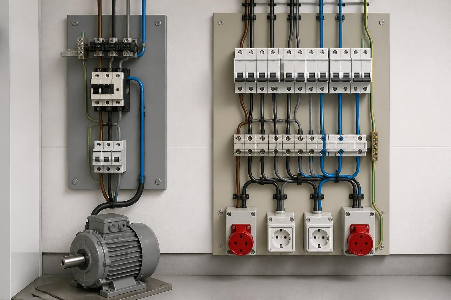 Illustration technique des différences entre triphasé 3×230 V et triphasé 3N400 V