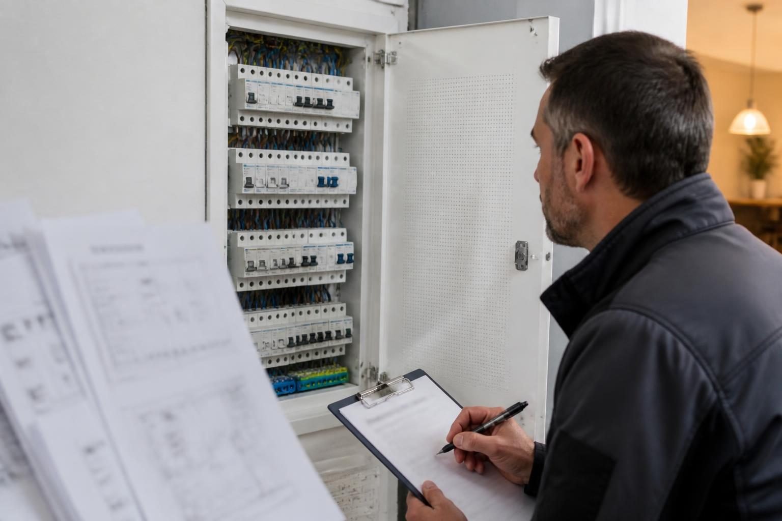 Contrôle de conformité d’une installation électrique résidentielle belge avec tableau et schémas