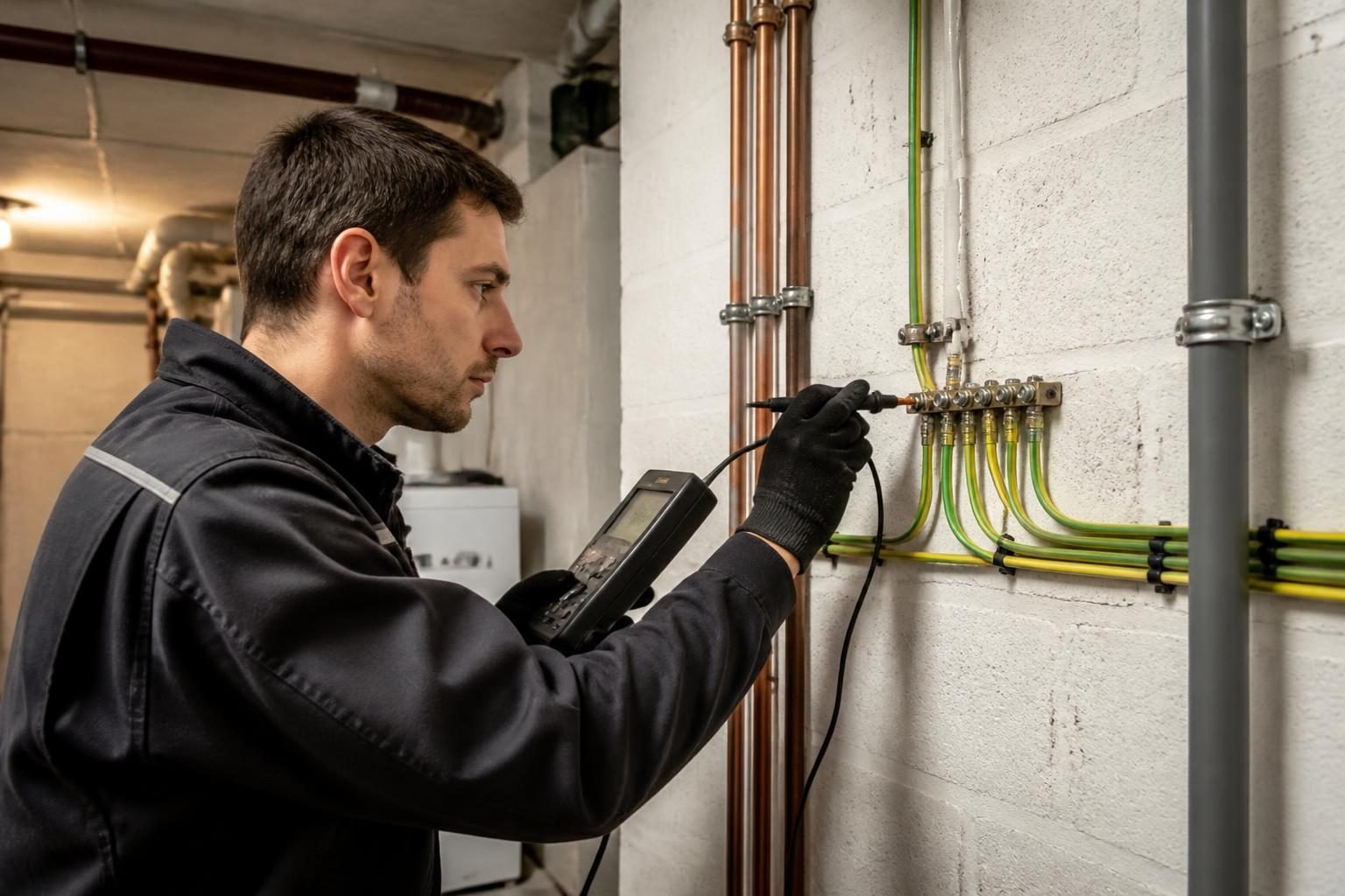 Vérification professionnelle de la mise à la terre dans une maison en Belgique},{