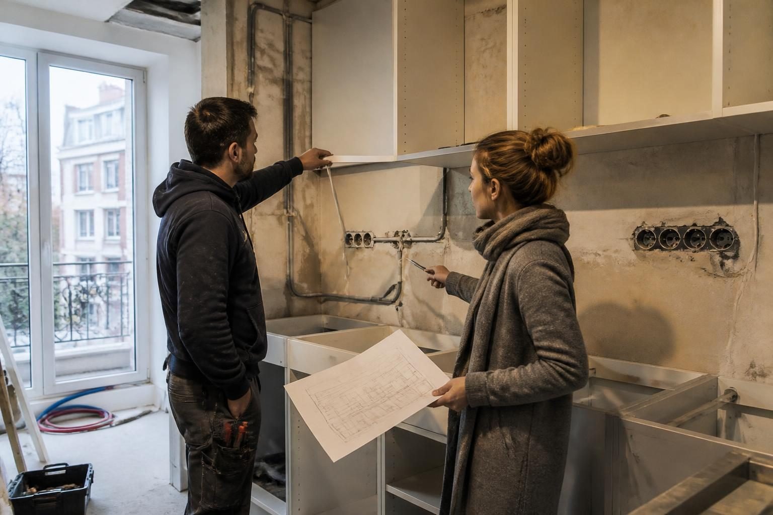 Coordination des circuits électriques d’une cuisine en rénovation à Bruxelles להט